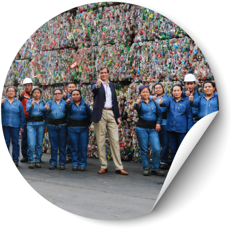 General manager and employees at PetStar's recycling plant